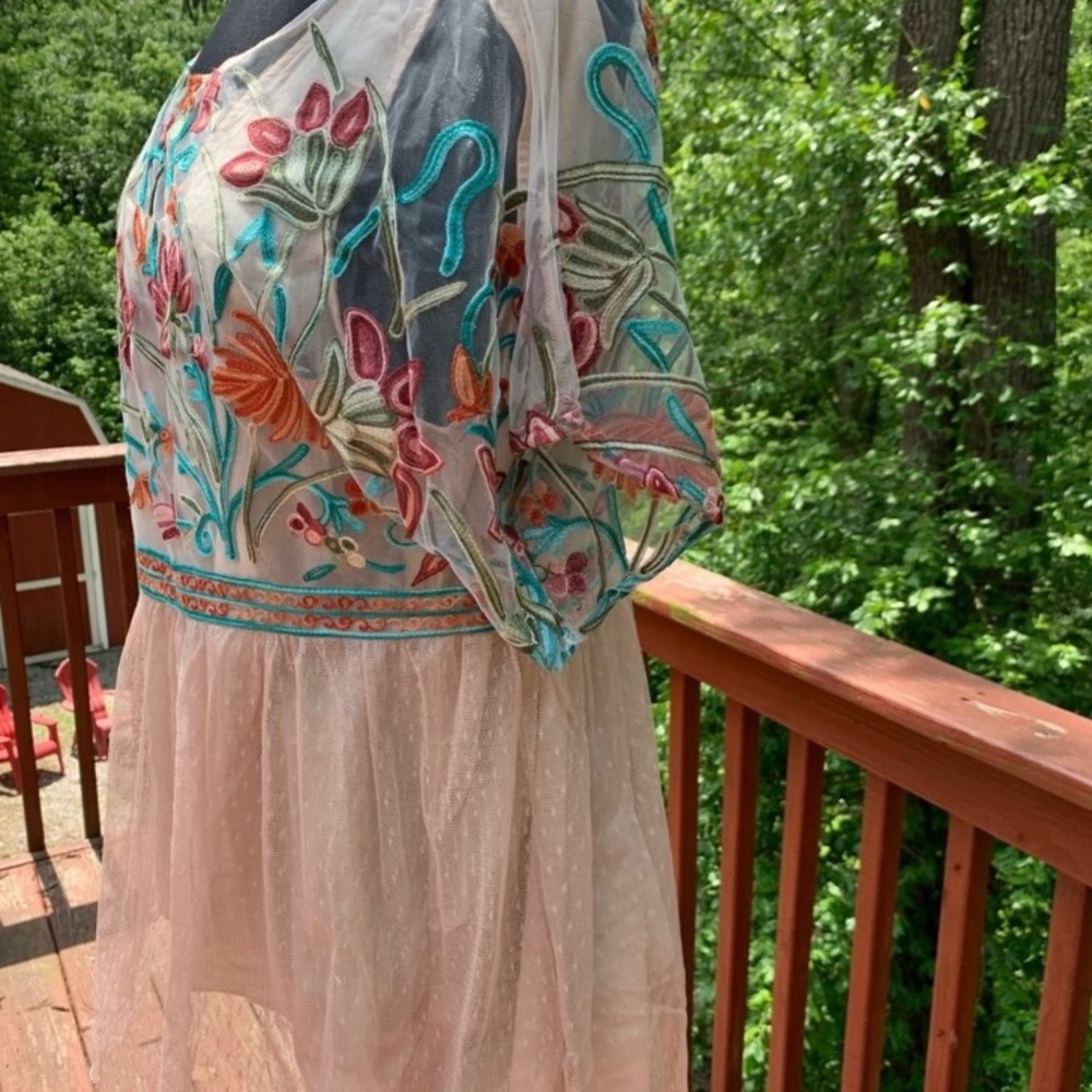 Tassels And Lace Embroidered And Embellished Three Layer Tunic